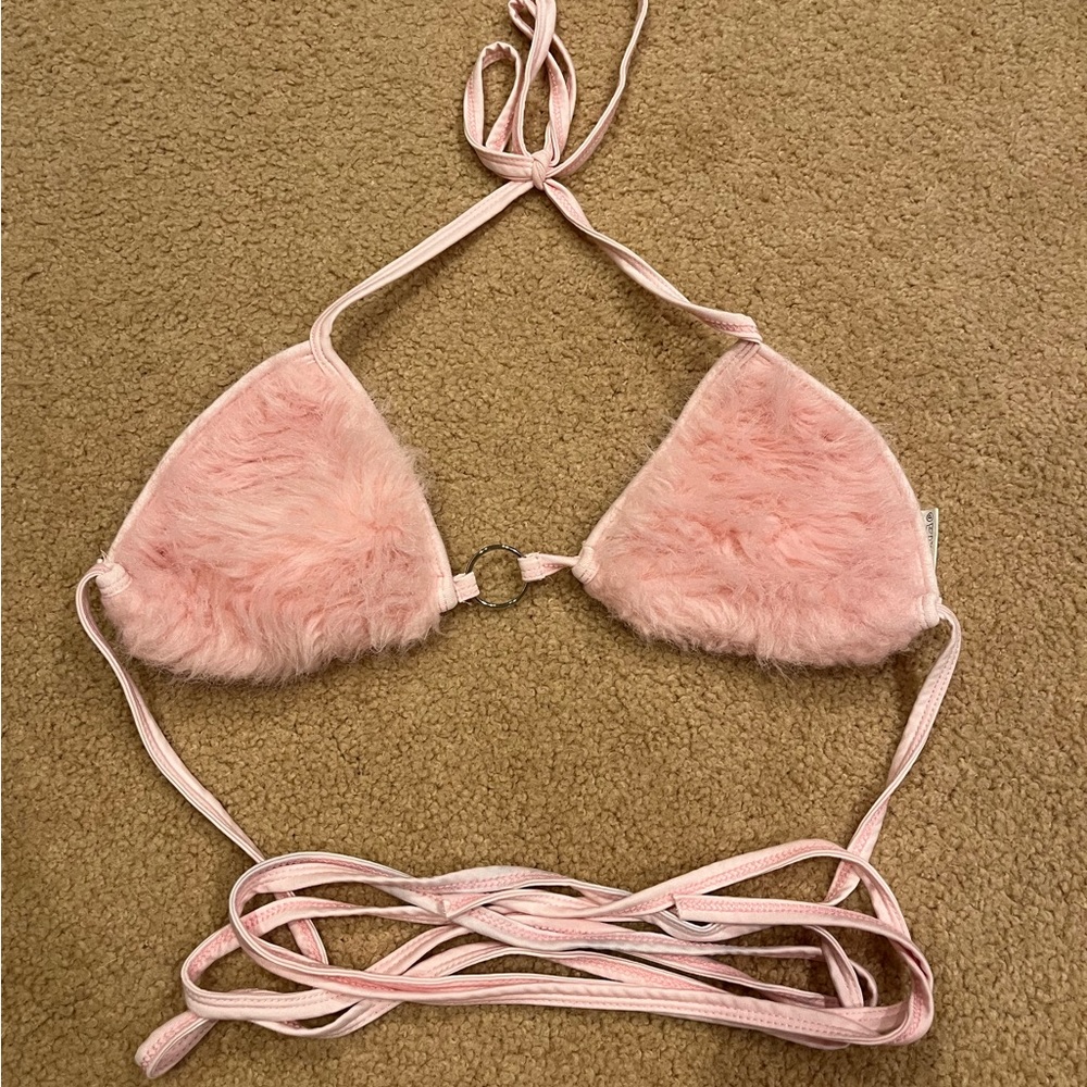 Pink Fuzzy Y2K Barbiecore Bra Top